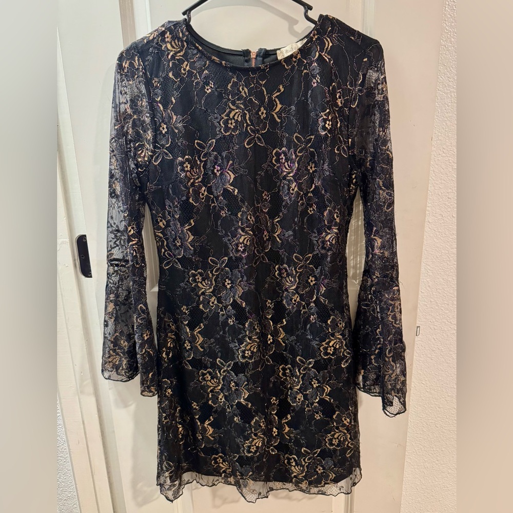 Altar'd State Lace Dress • Black/Gold • Size Small